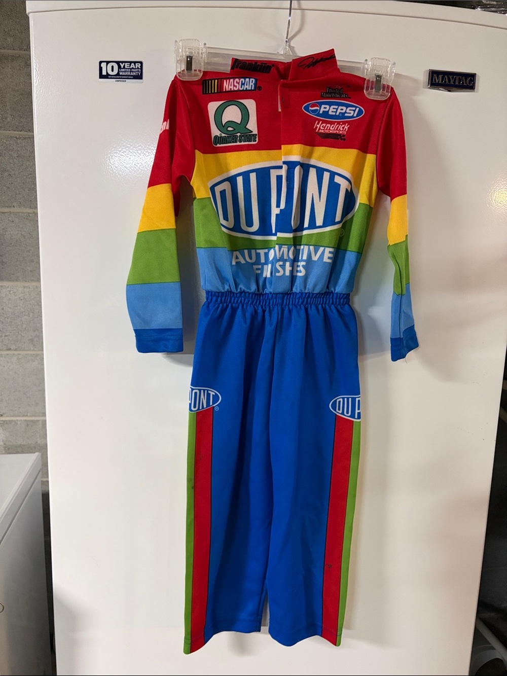 Vintage DuPont Racing Jumpsuit with Rainbow Stripe